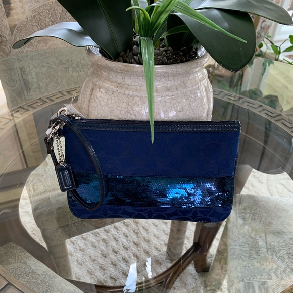 Coach Handbags - COACH BLUE WITH BLUE SEQUIN WRISTLET’💙